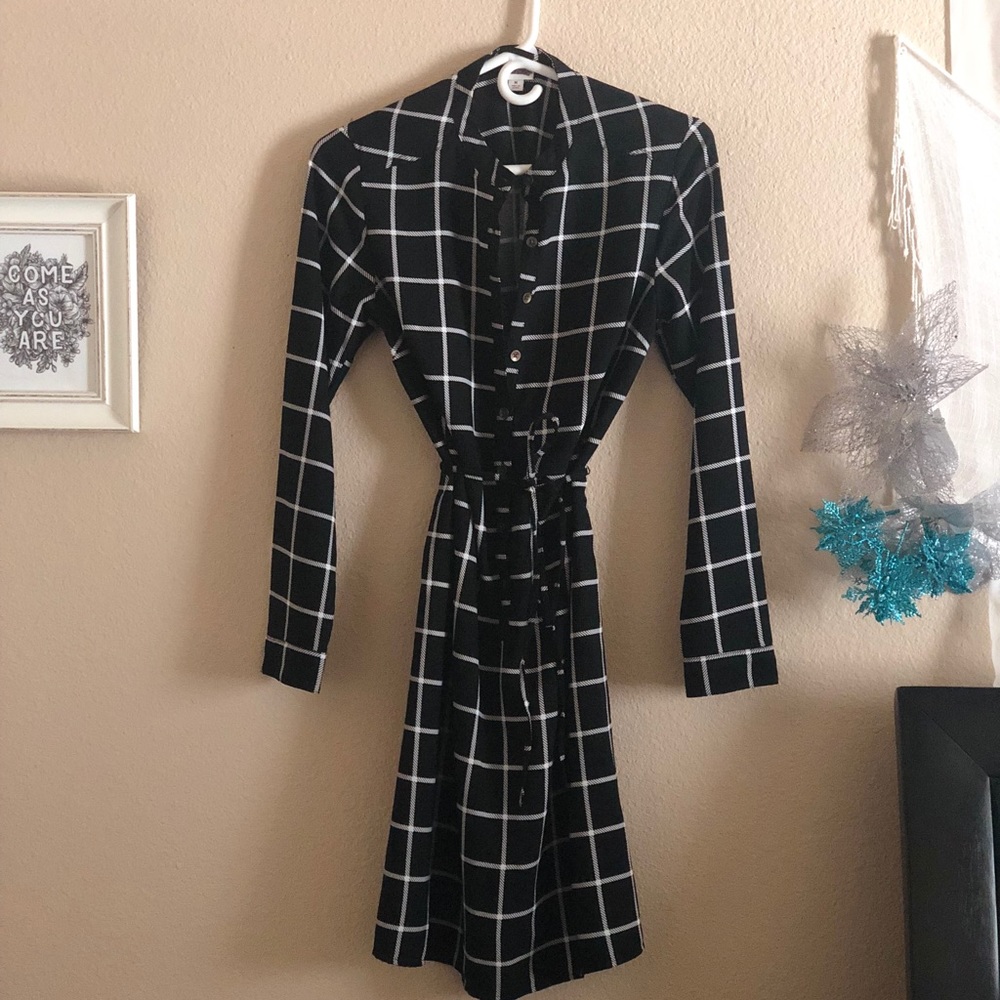 Long sleeve flannel tunic dress